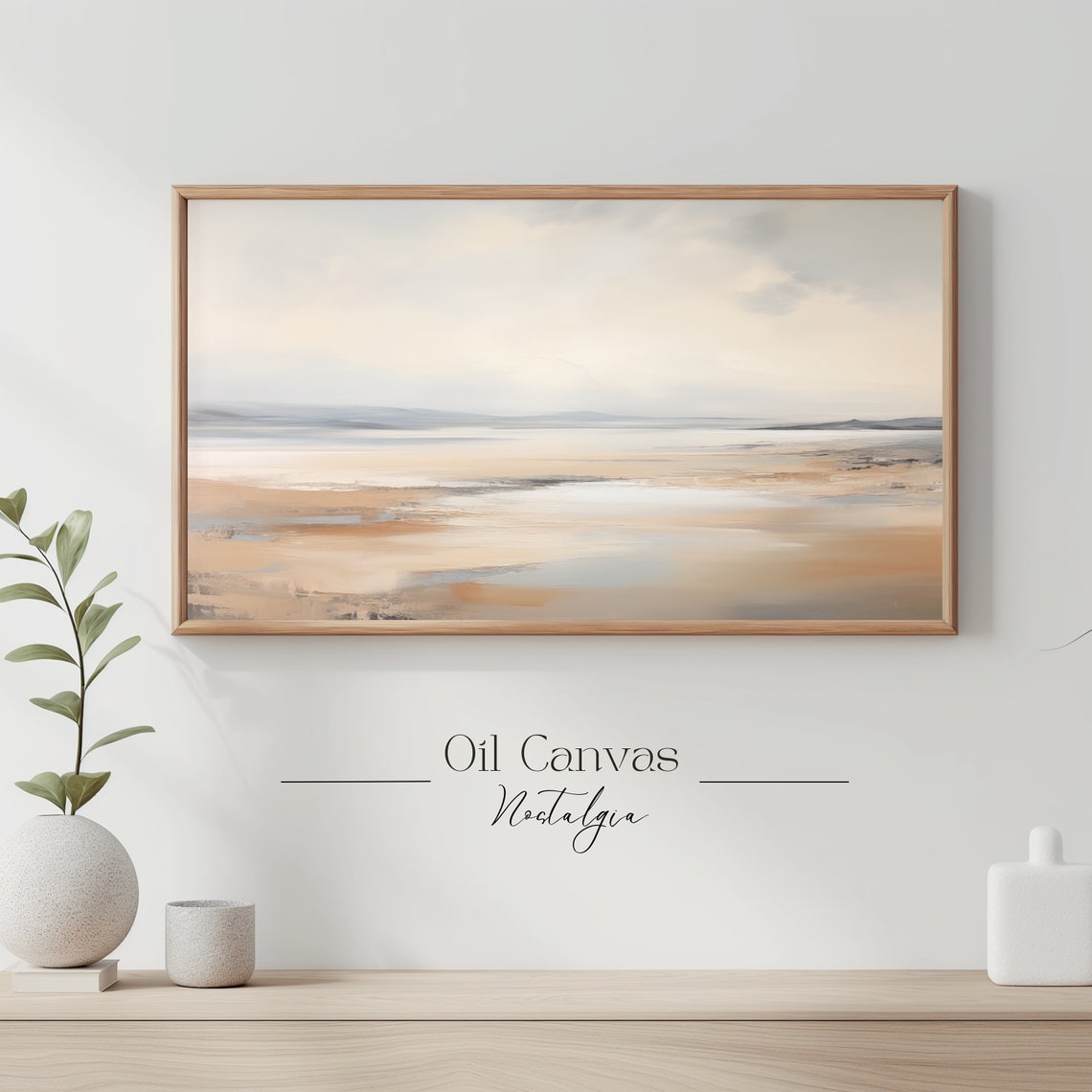 Frame Tv Art Moody Abstract Oil Painting Minimalist Earth Tone Decor Rustic Wall Art - Image 3