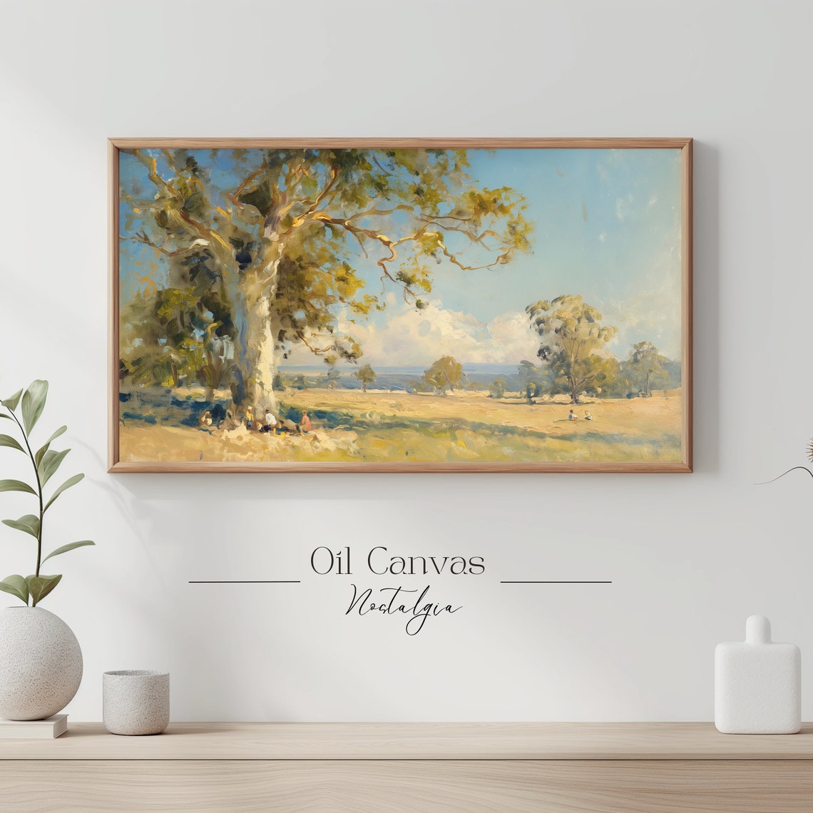 Summer Landscape Oil Painting Frame Tv Art Vintage Country Farmhouse Wall Decor - Image 3