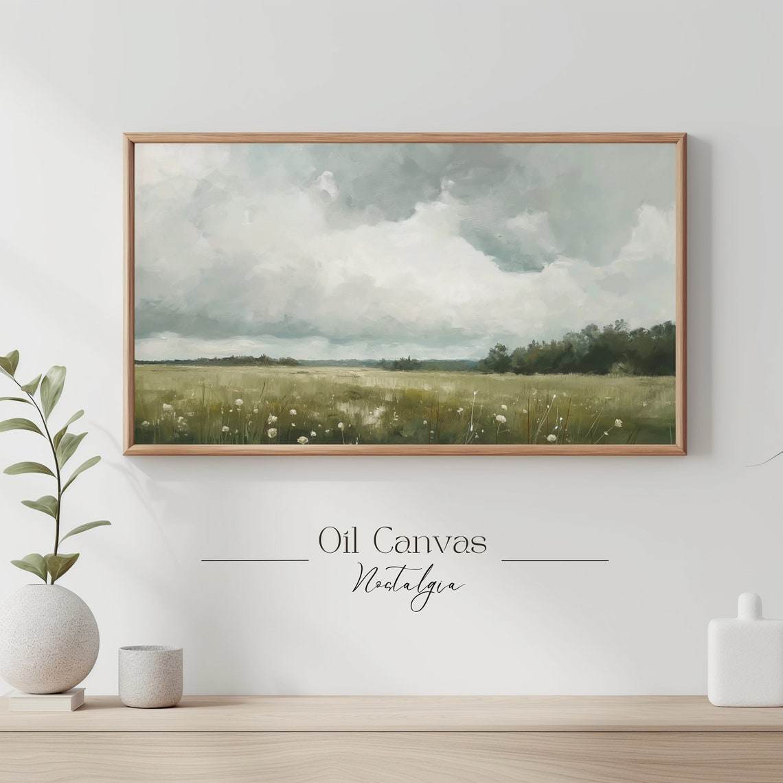 Summer Meadow Wildflowers Dramatic Cloudy Sky Country Landscape Poster - Image 3