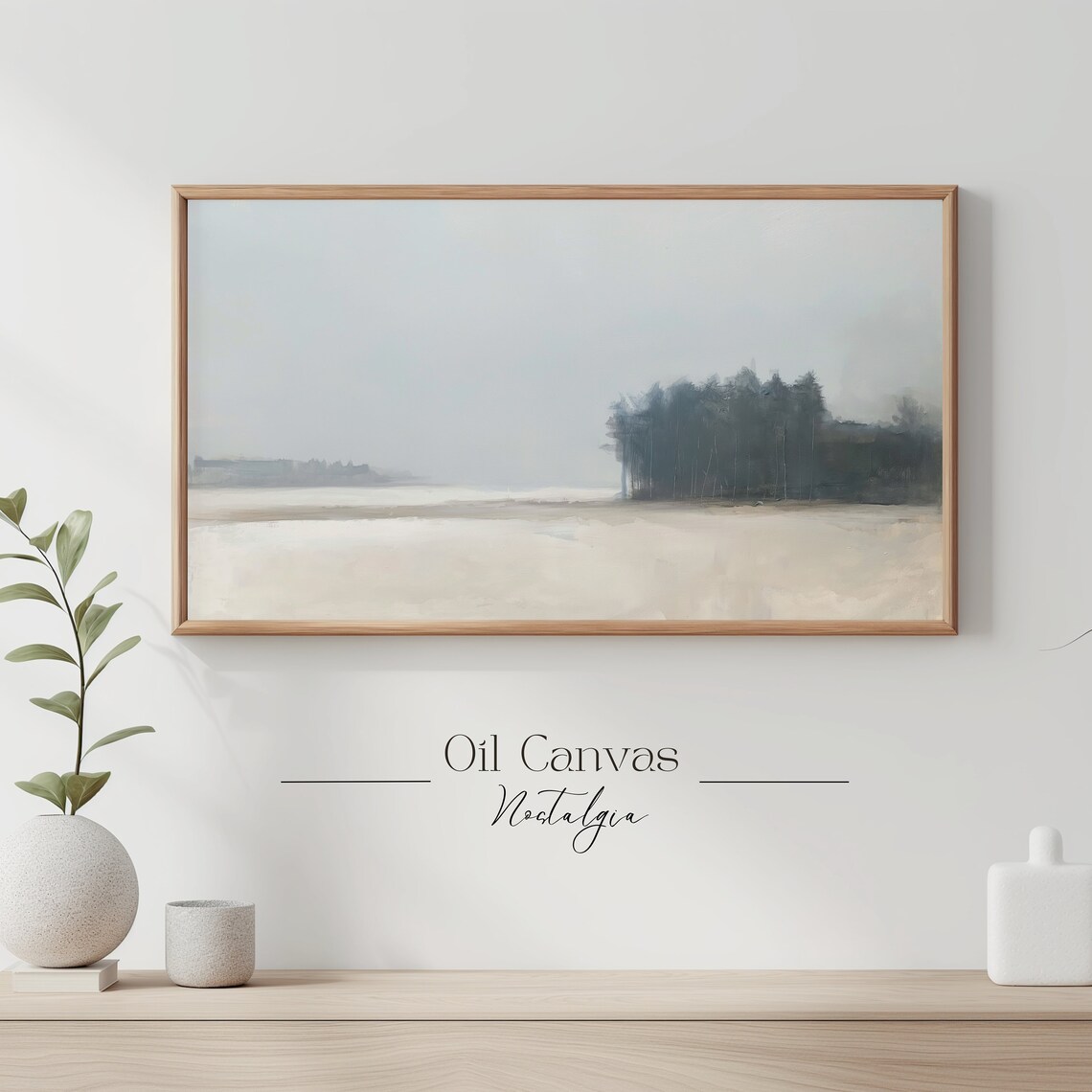 Abstract Misty Gray Landscape Foggy Treeline Minimalist Neutral Poster - Image 3