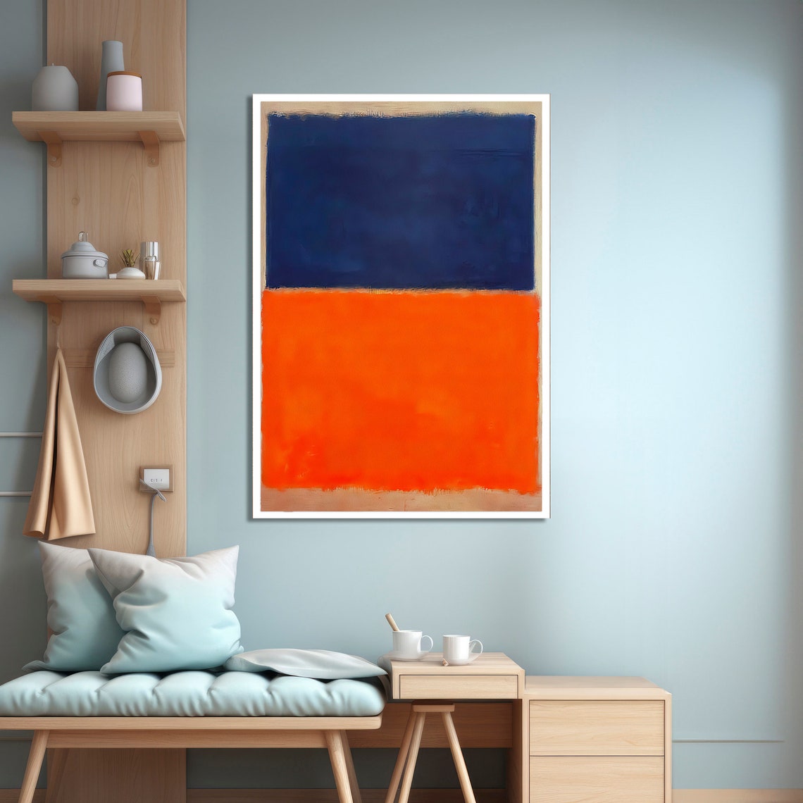 Bold Blue And Orange Mark Rothko Style Abstract Wall Art For Vibrant And Modern Home Decor - Image 4