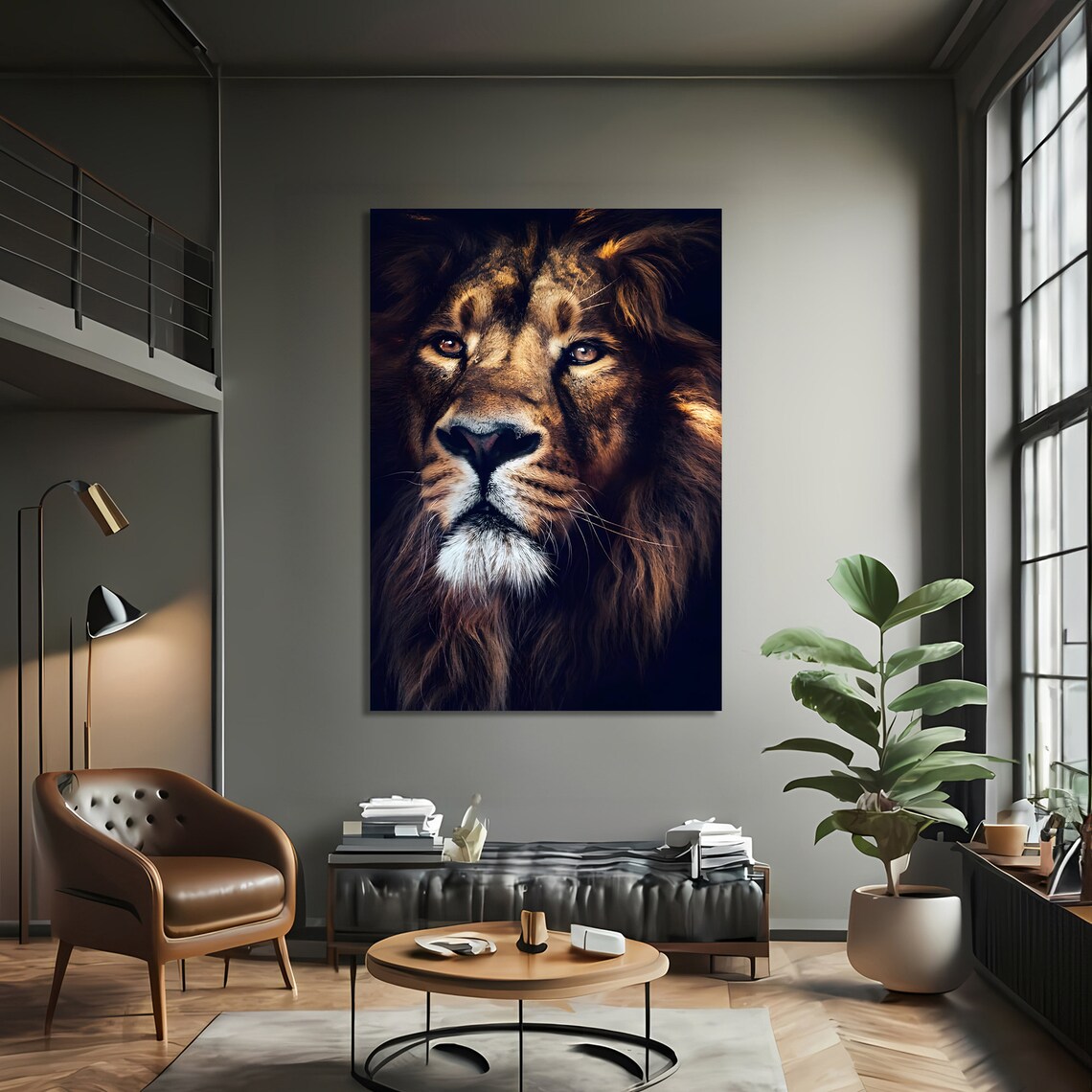 Majestic Lion Portrait, Realistic Wildlife Art Print - Image 3