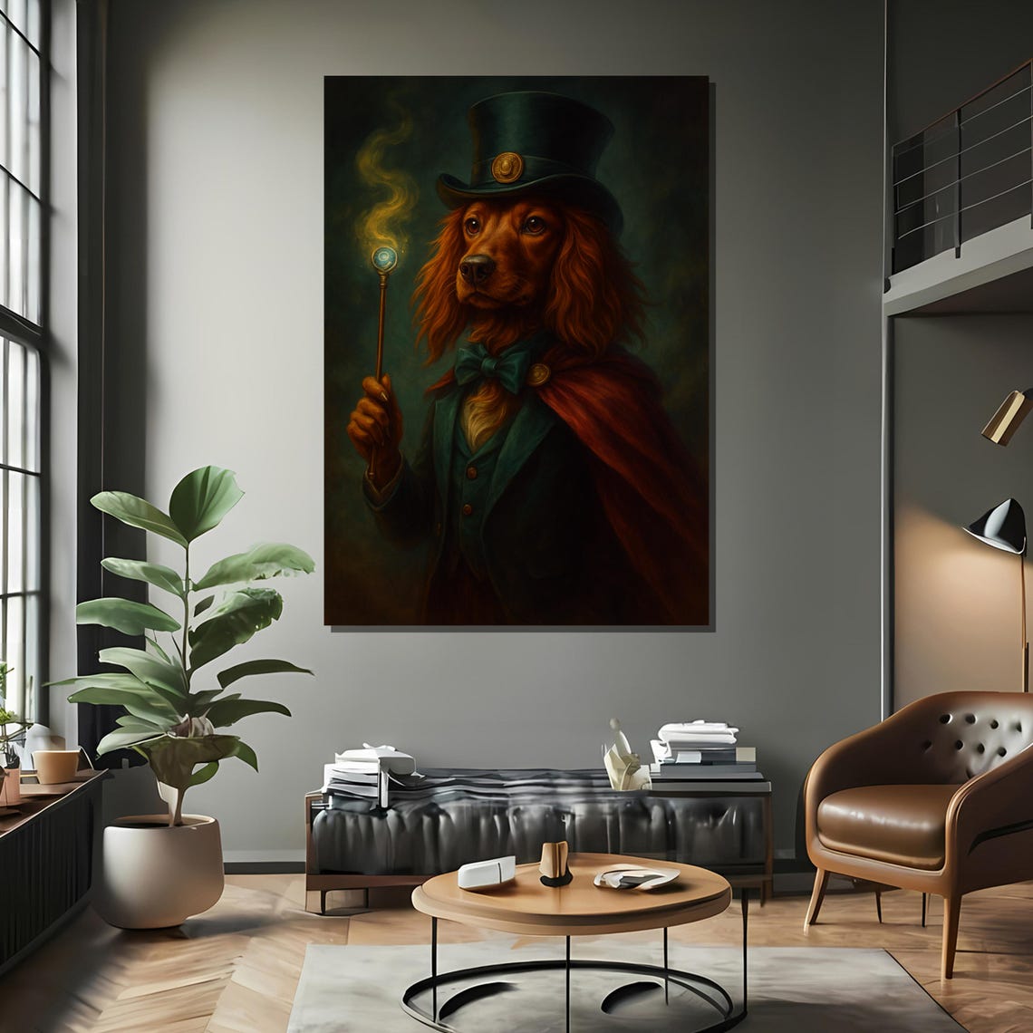 Wizard Dog In Cape And Hat Art Print - Image 2