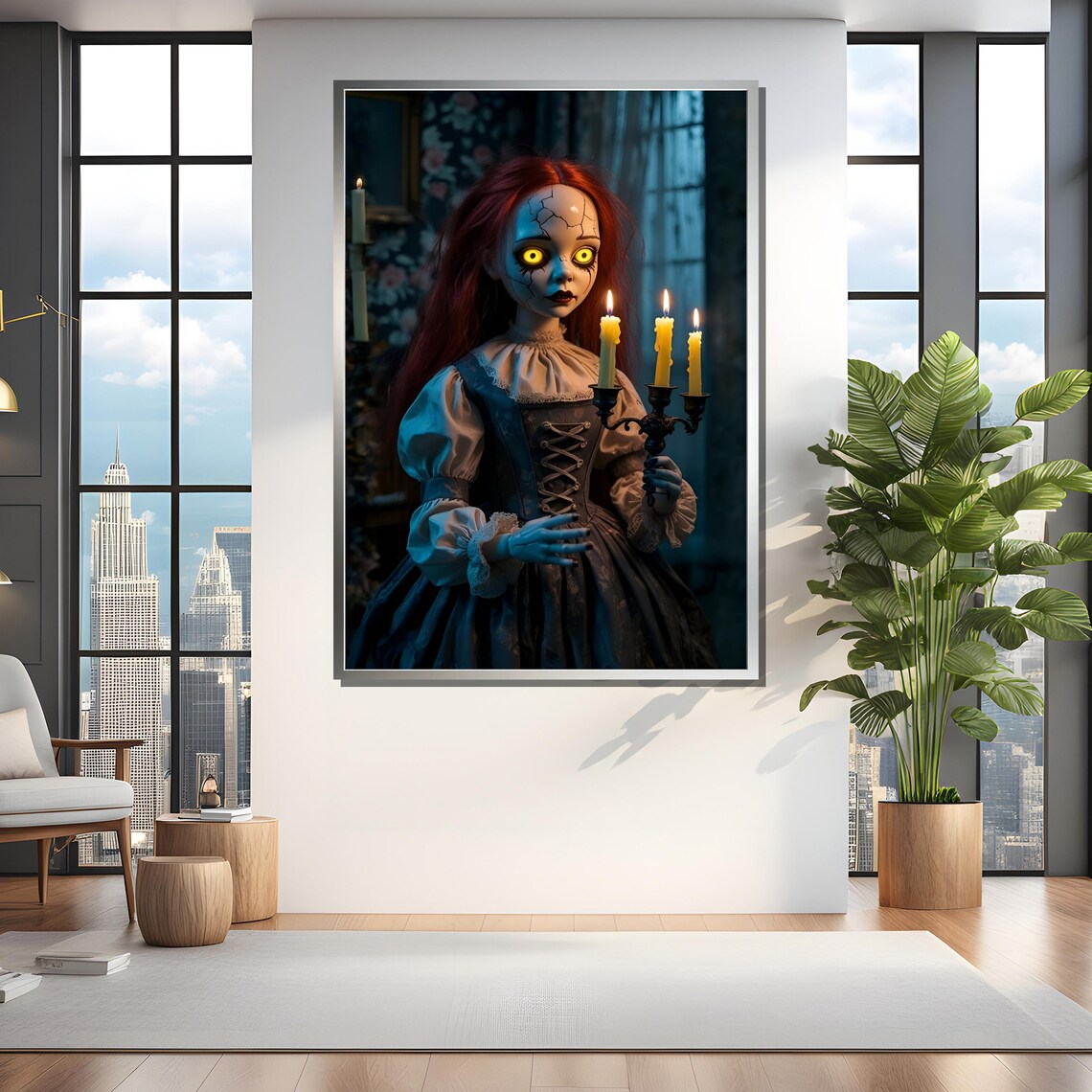 Gothic Haunted Doll With Candlelight Art Print - Image 4