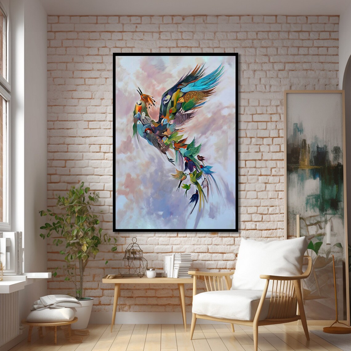 Bird Flock Art Print, Vibrant Animal Painting - Image 2