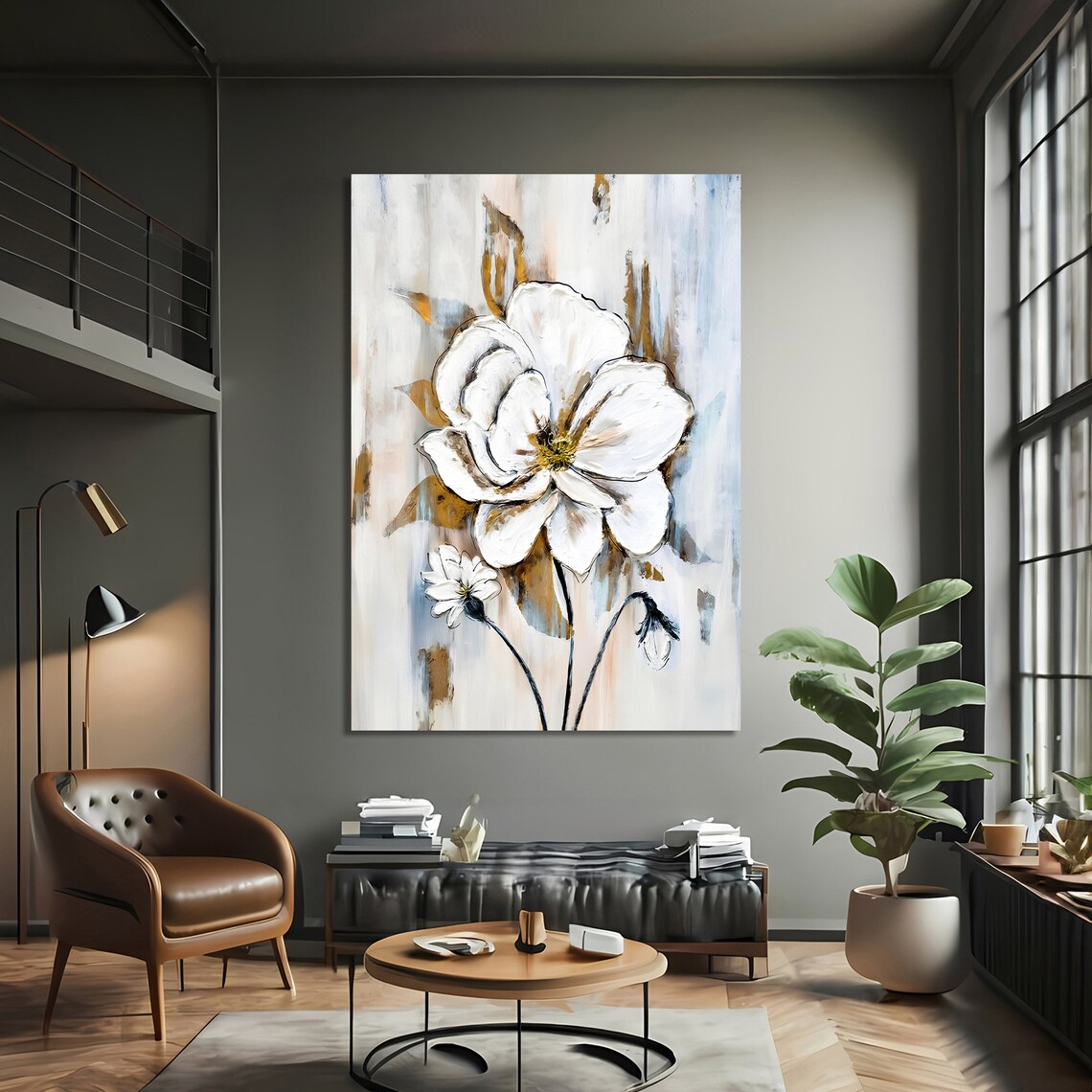 Elegant White Flower Minimalist Floral Art Print - Image 3