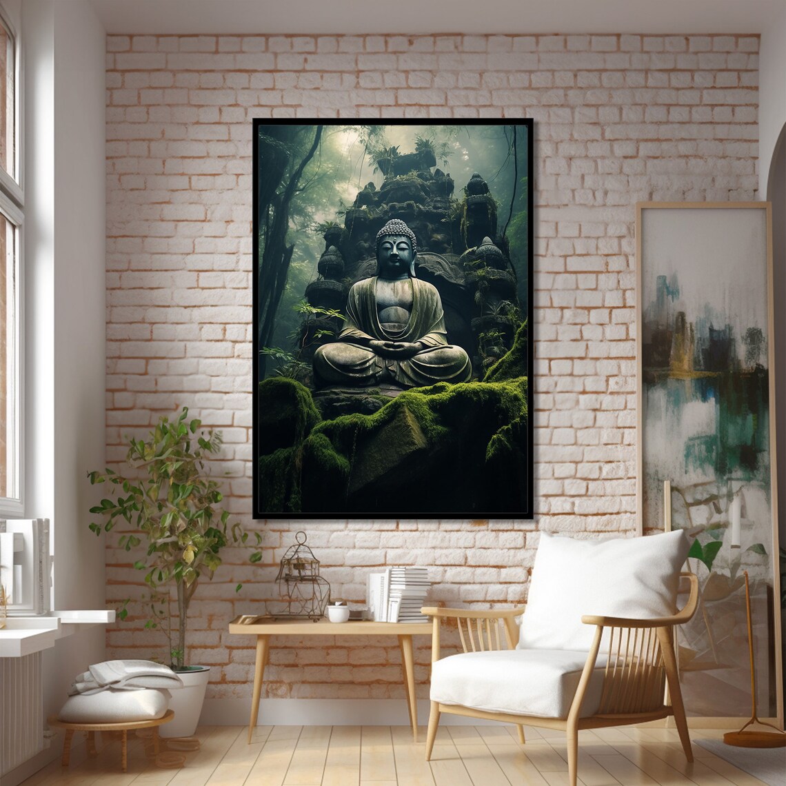 Zen Buddha Painting, Peaceful Meditative Decor - Image 2