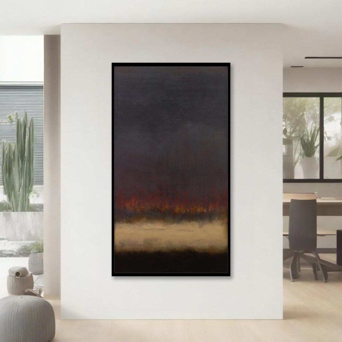 Abstract Dark Horizon, Moody Minimalist Contemporary Art - Image 4