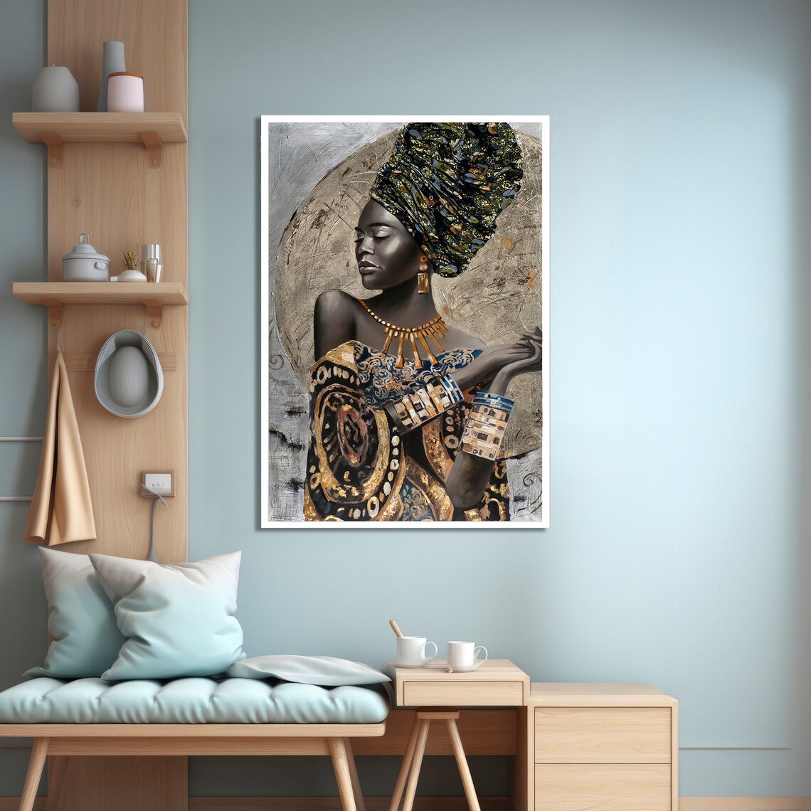 Elegant African Woman Cultural Portrait, Art Print - Image 4