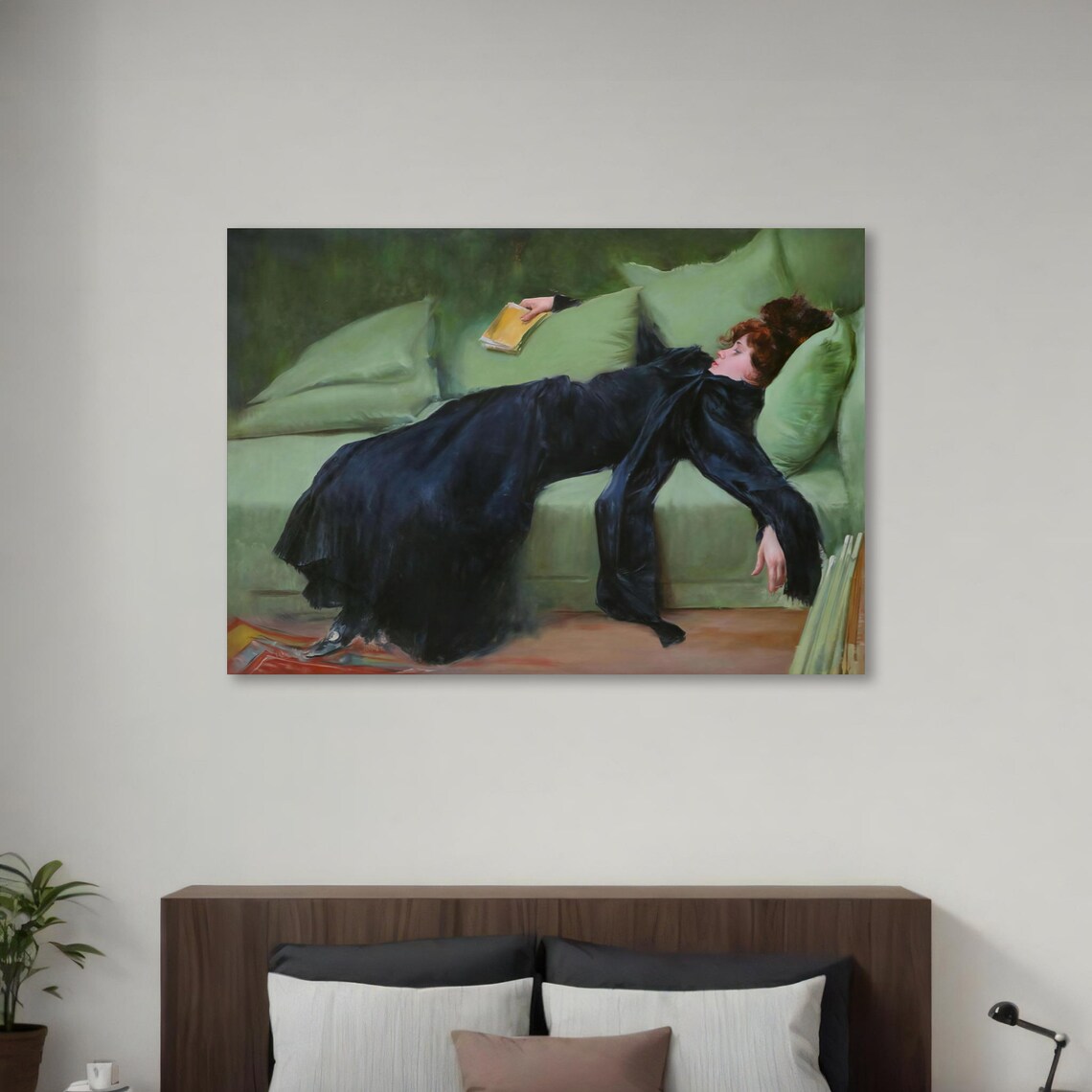 Ramon Casas Decadent Young Woman Black Gown Classic Painting Poster - Image 2