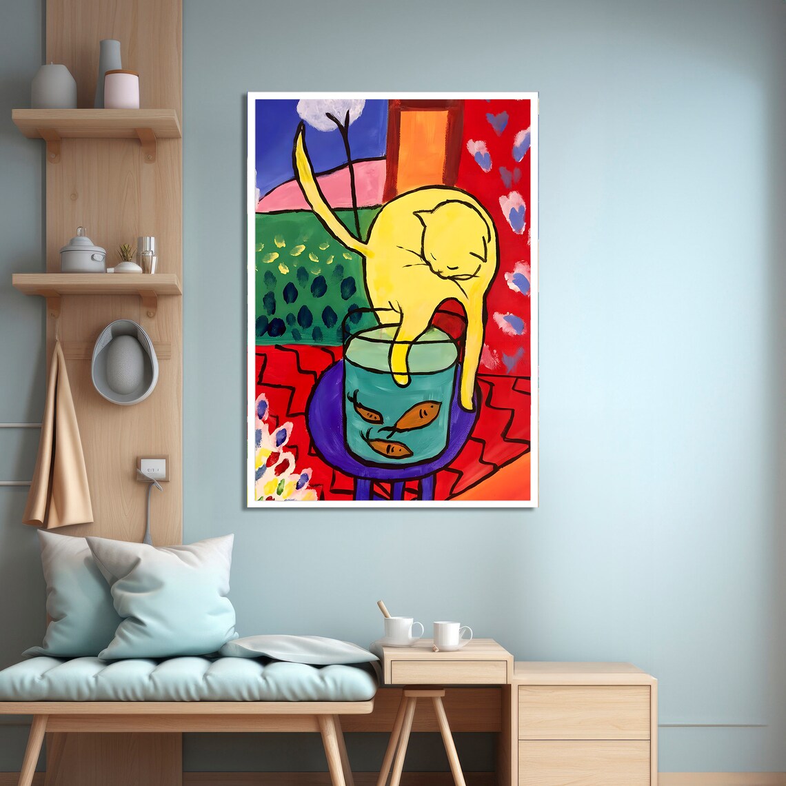 Matisse-Inspired Cat And Fishbowl Art Print - Image 4