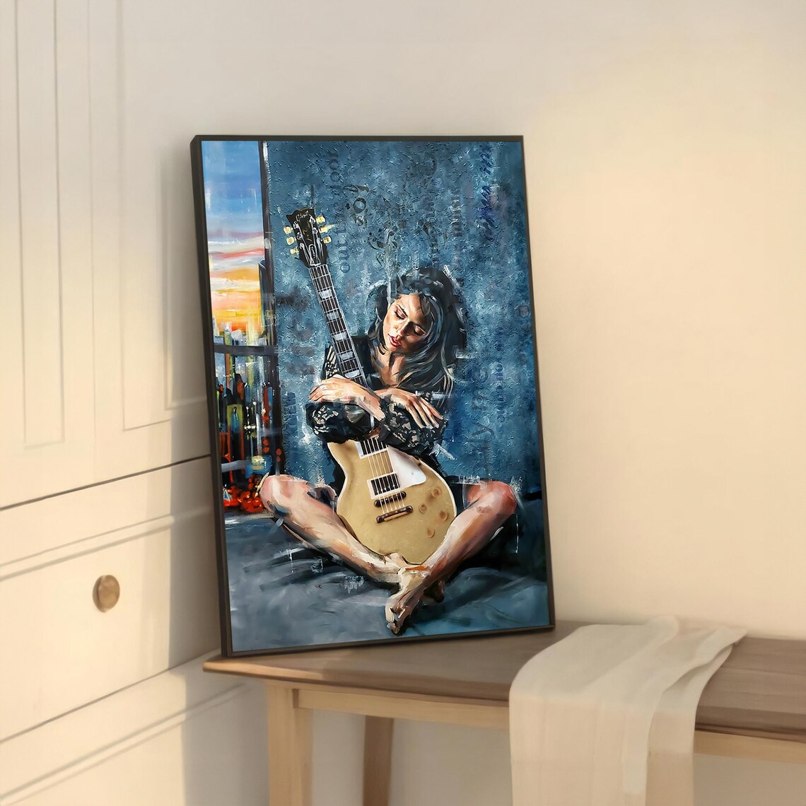 Modern Musician, Stylish Contemporary Guitarist Painting - Image 5