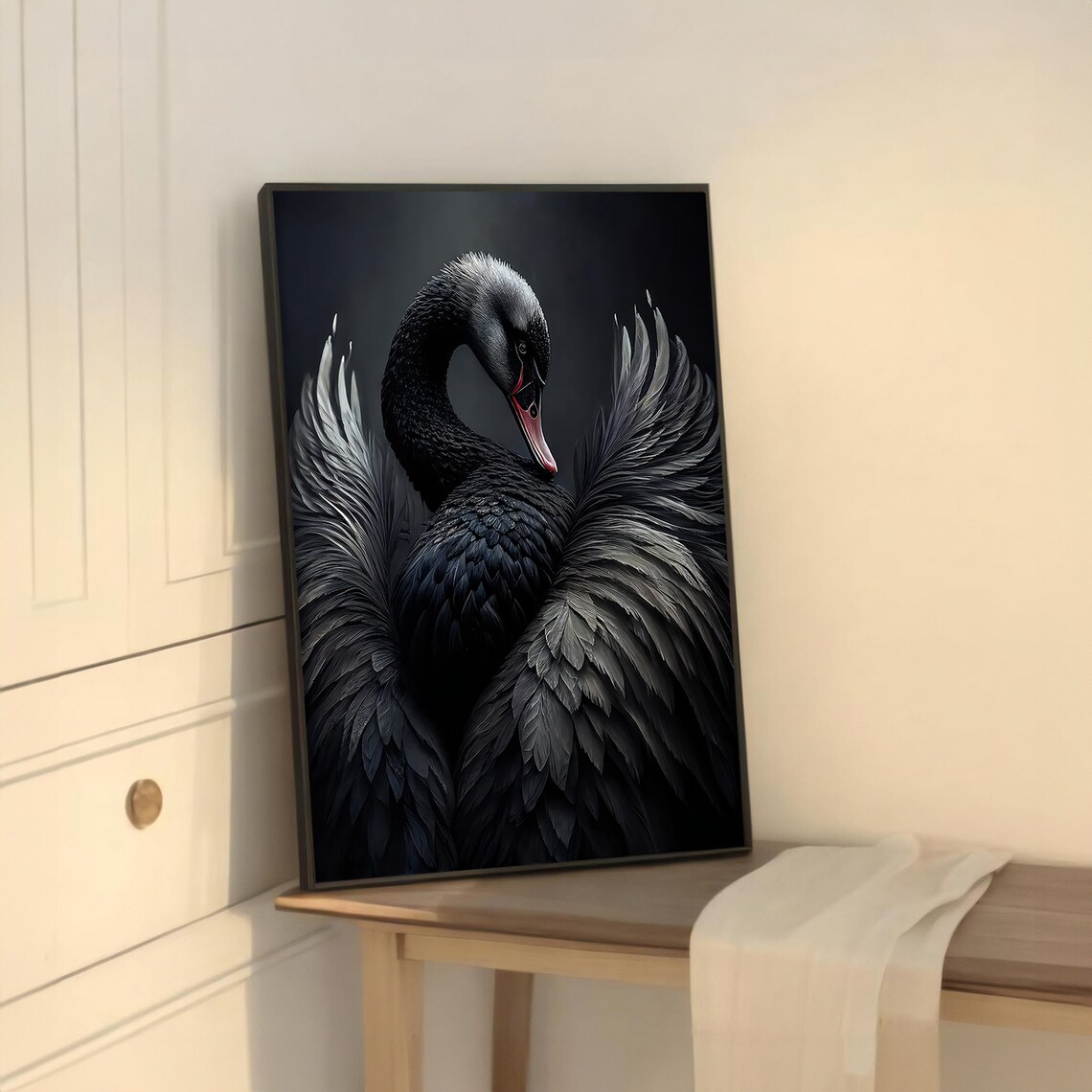 Black Swan Art Print, Elegant Wildlife Painting - Image 5