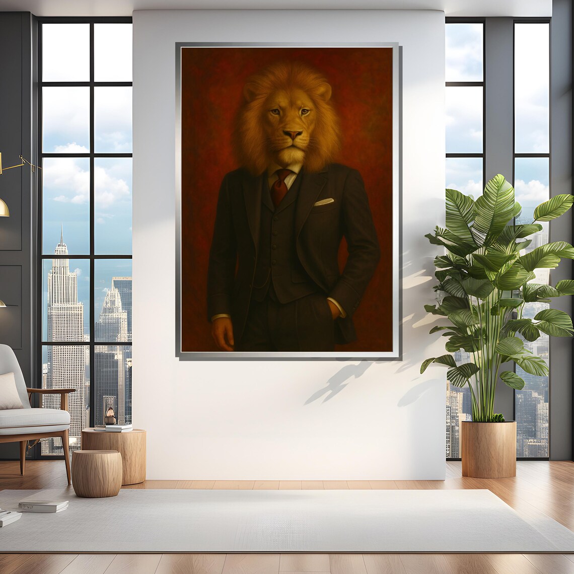 Sophisticated Lion In Business Suit, Office Wall Art - Image 4