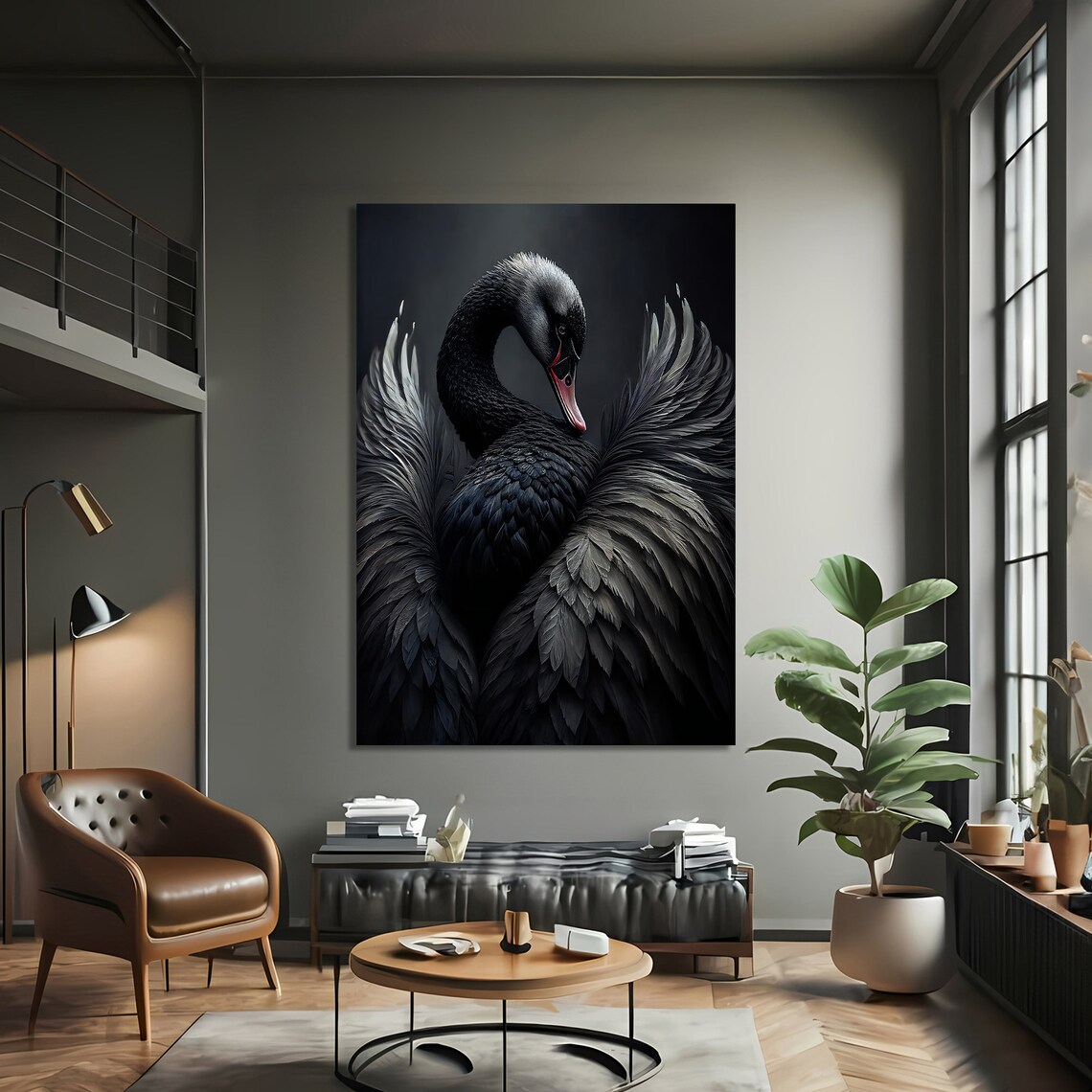 Black Swan Art Print, Elegant Wildlife Painting - Image 2
