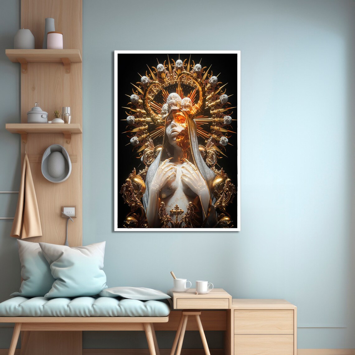 Divine Golden Lady, Surreal Luxury Art Print - Image 3