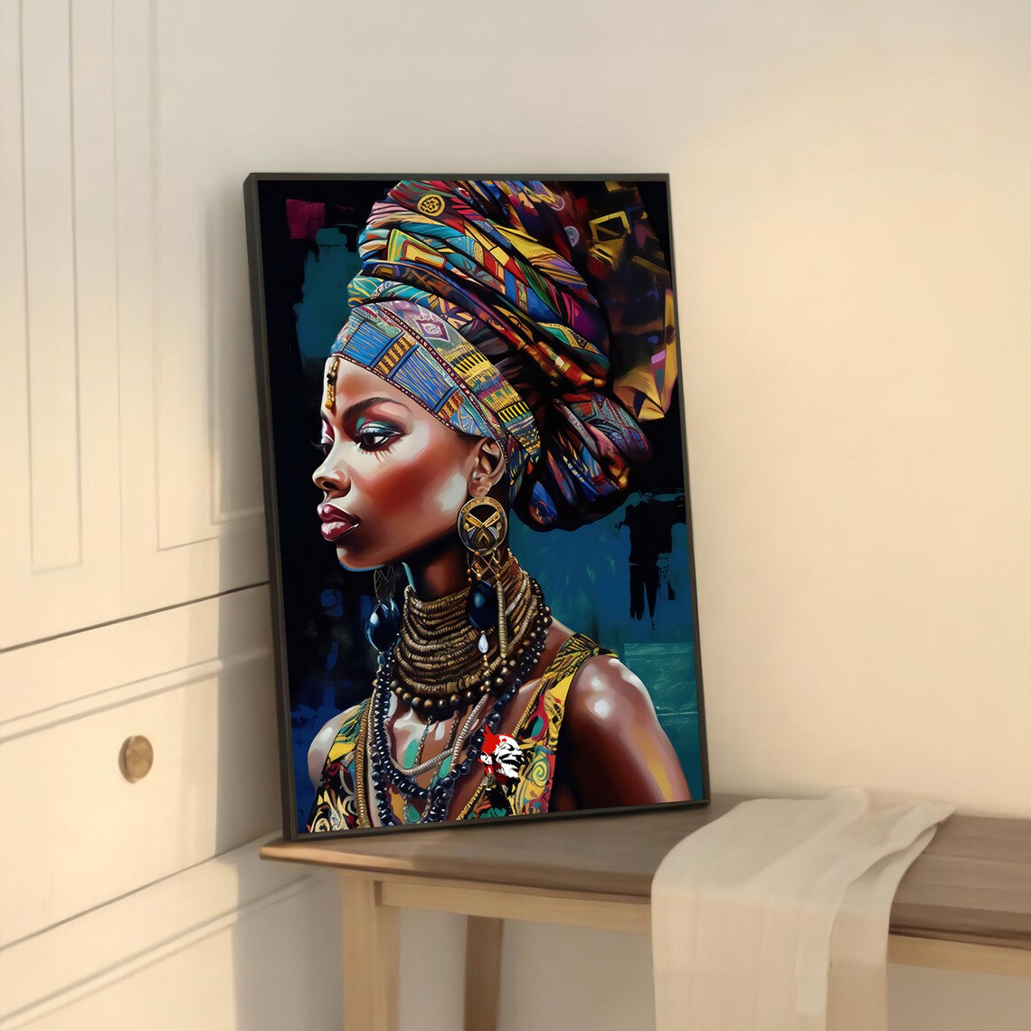 Elegant African Woman Pop Art Painting - Image 5