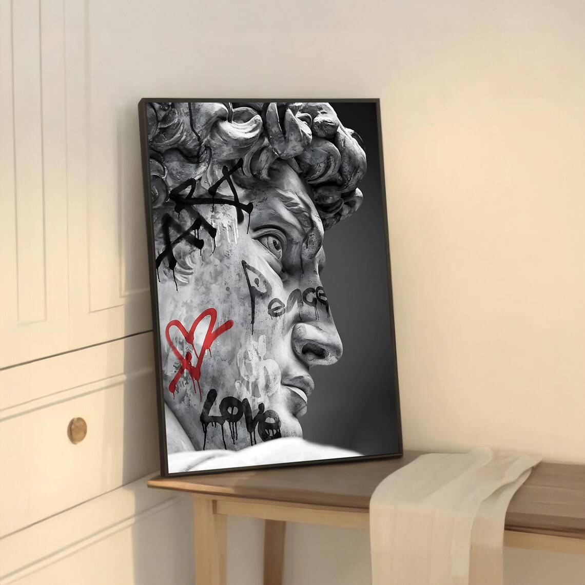 Graffiti David Bust, Modern Pop Art Wall Art - Image 5