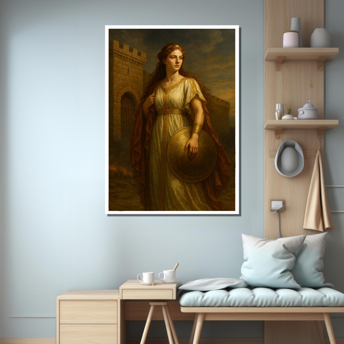 Heroic Woman By Castle Gate Art Print - Image 3
