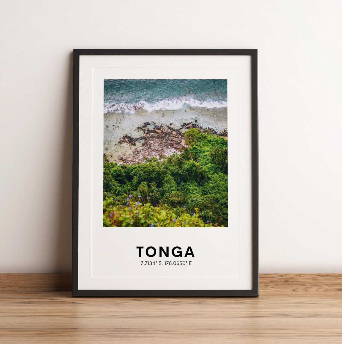Tonga Aerial Coastline Photo Turquoise Ocean Tropical Island Poster