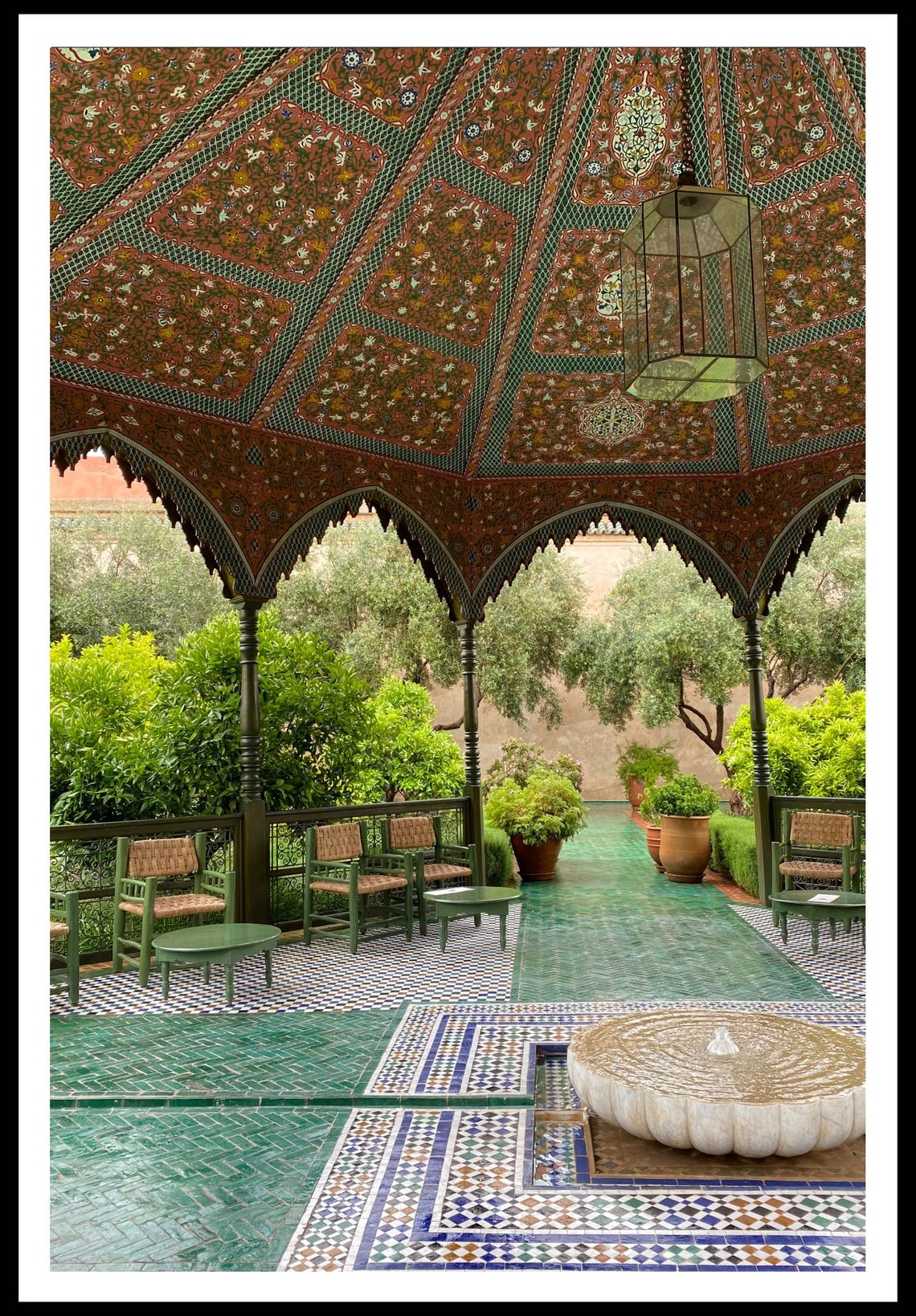 Moroccan Courtyard Tiled Pavilion Garden Fountain Travel Photo Poster