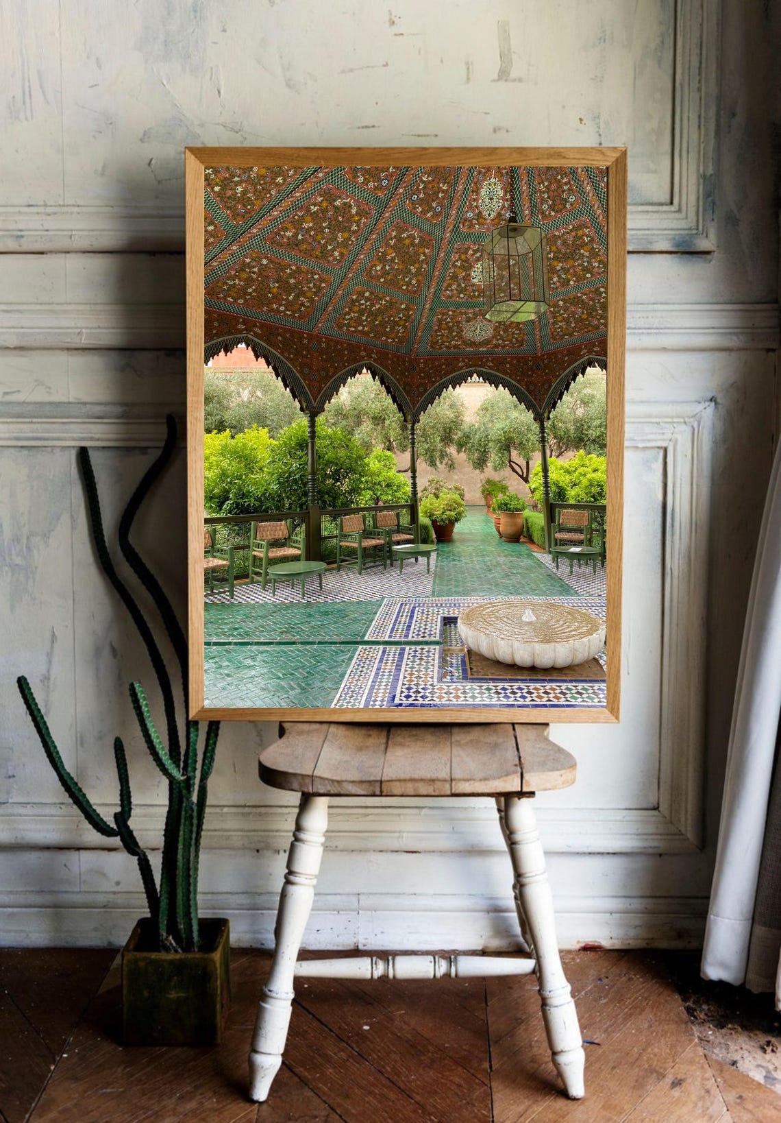 Moroccan Courtyard Tiled Pavilion Garden Fountain Travel Photo Poster - Image 2