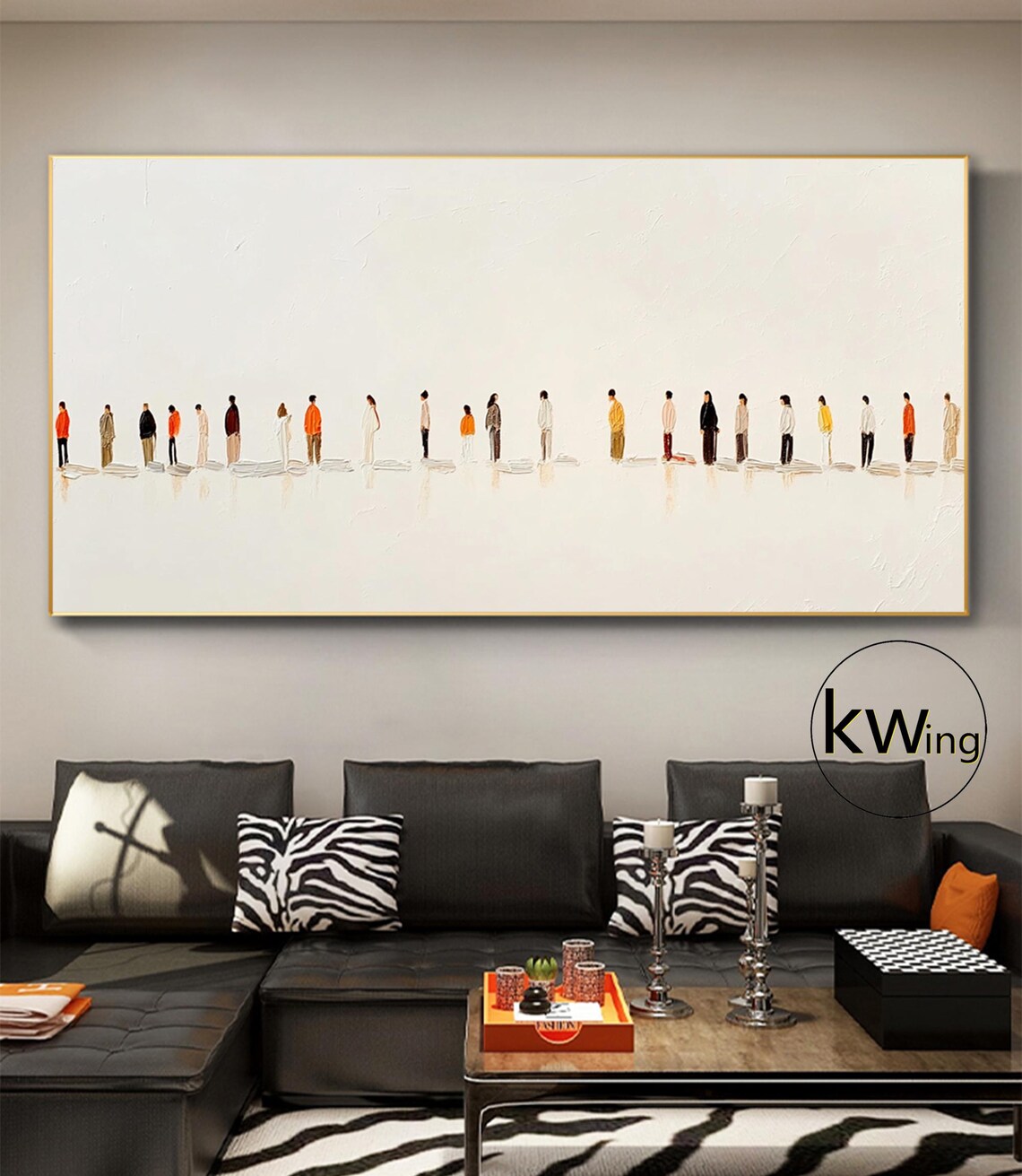 Minimalist Line of People Abstract Crowd Silhouettes Wall Art Poster - Image 5