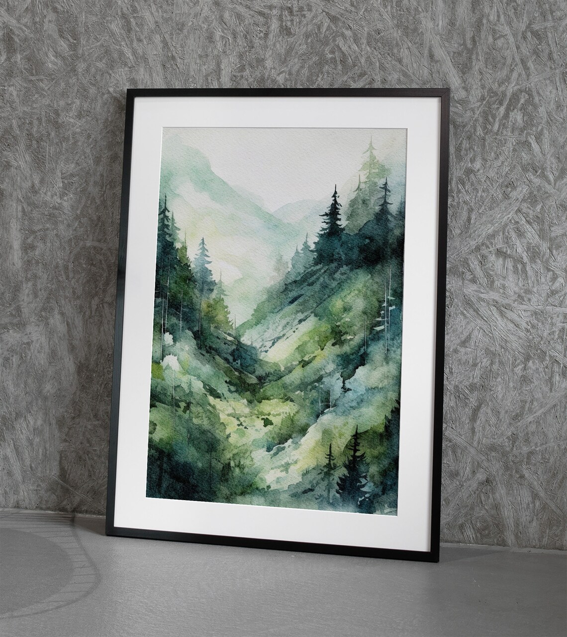 Mountain Forest Painting Pines Watercolor Pine Forest Wall Art Pine Trees Artwork Mountain Landscape - Image 2