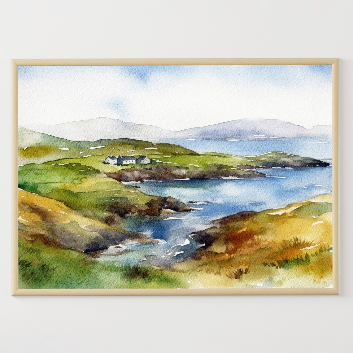 Ring Of Kerry Watercolor Art Print, Ireland Landscape