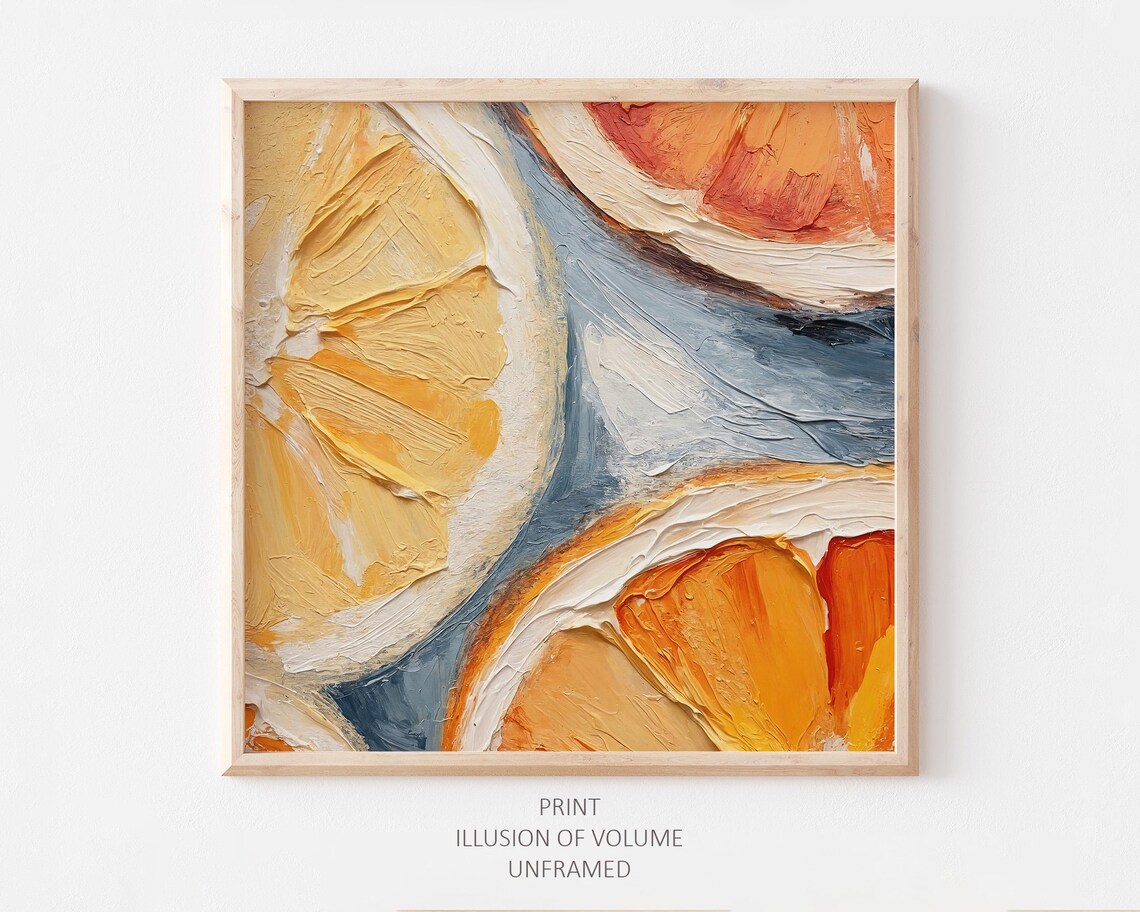 Orange Slices Oil Print, Kitchen Food Art Print
