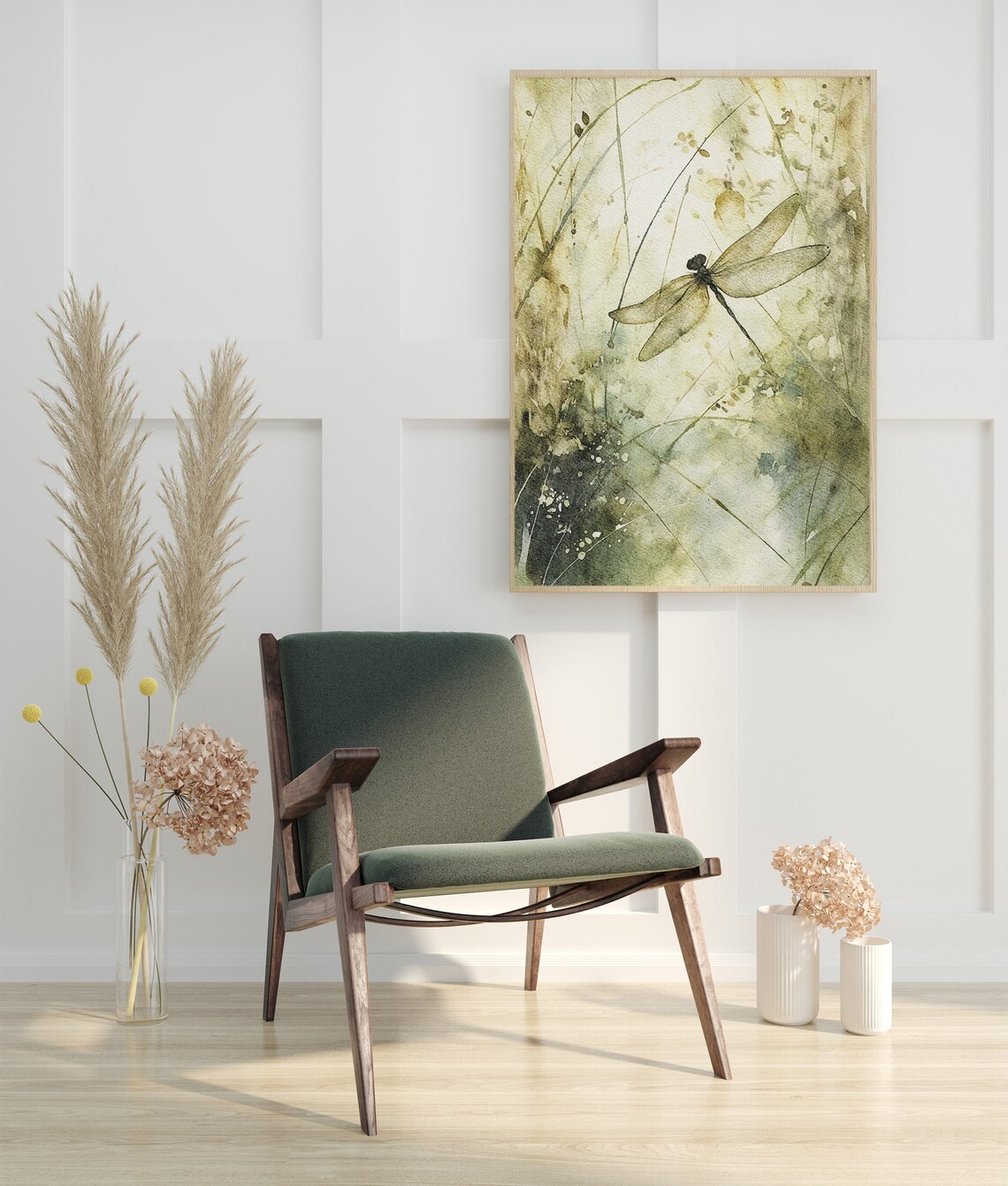 Dragonfly Floral Watercolor Poster Print - Image 3