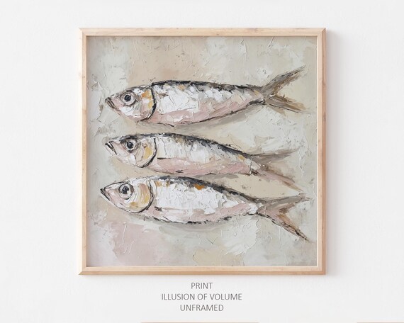 Sardines Oil Print Fish Painting Kitchen Wall Decor Still Life Print From An Original Oil Painting