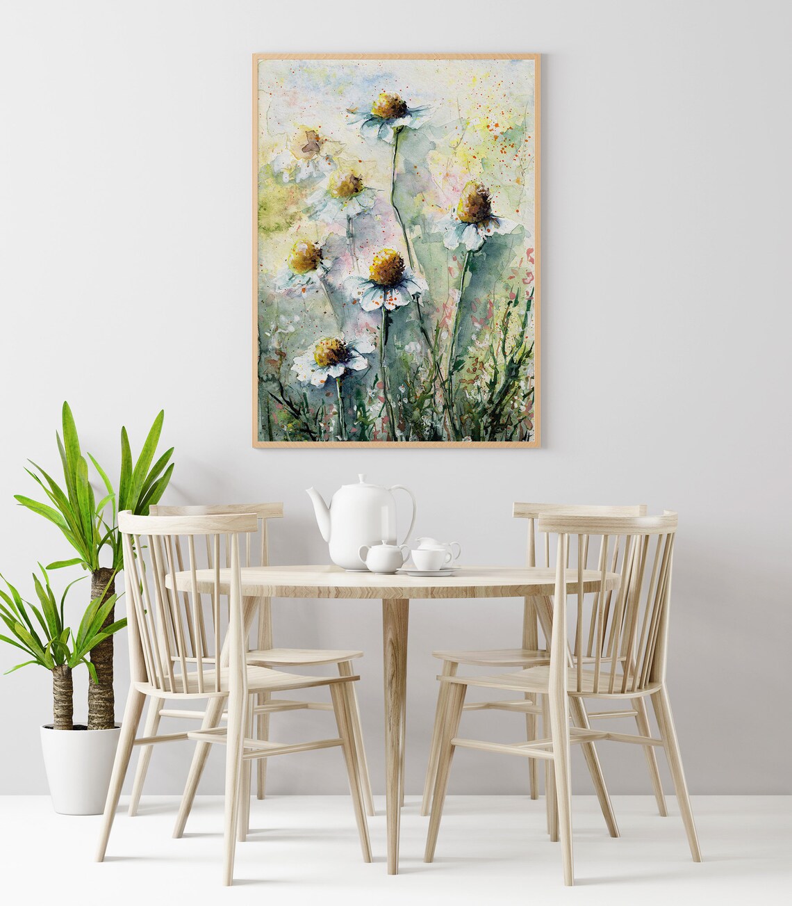 Daisy Watercolor Meadow Art Print, Floral Wall Decor - Image 3