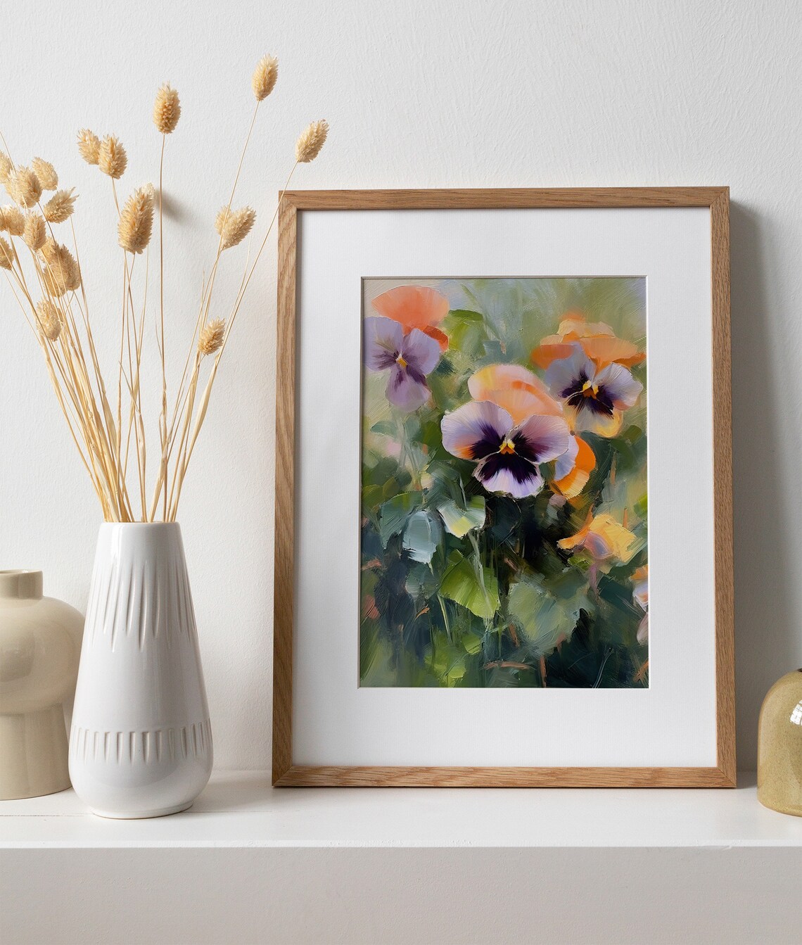 Pansy Oil Painting Art Print, Botanical Floral - Image 3