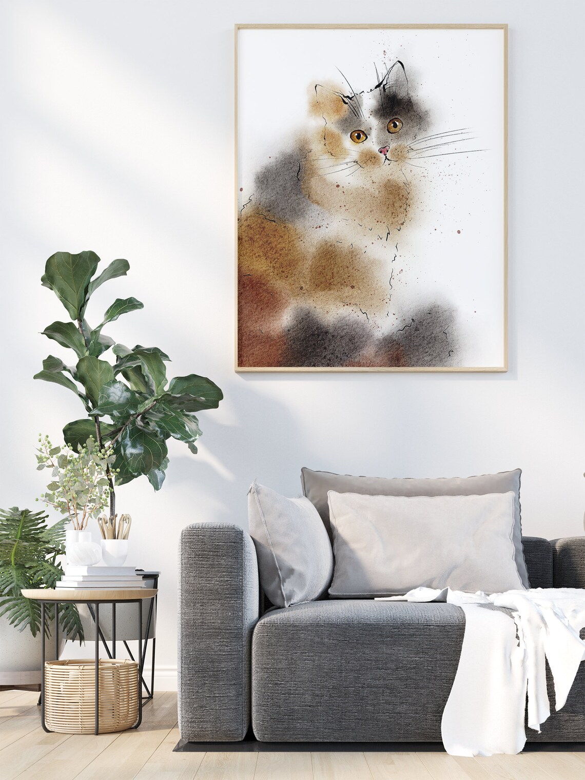 Calico Cat Watercolor Animal Wall Art Poster Print - Image 4