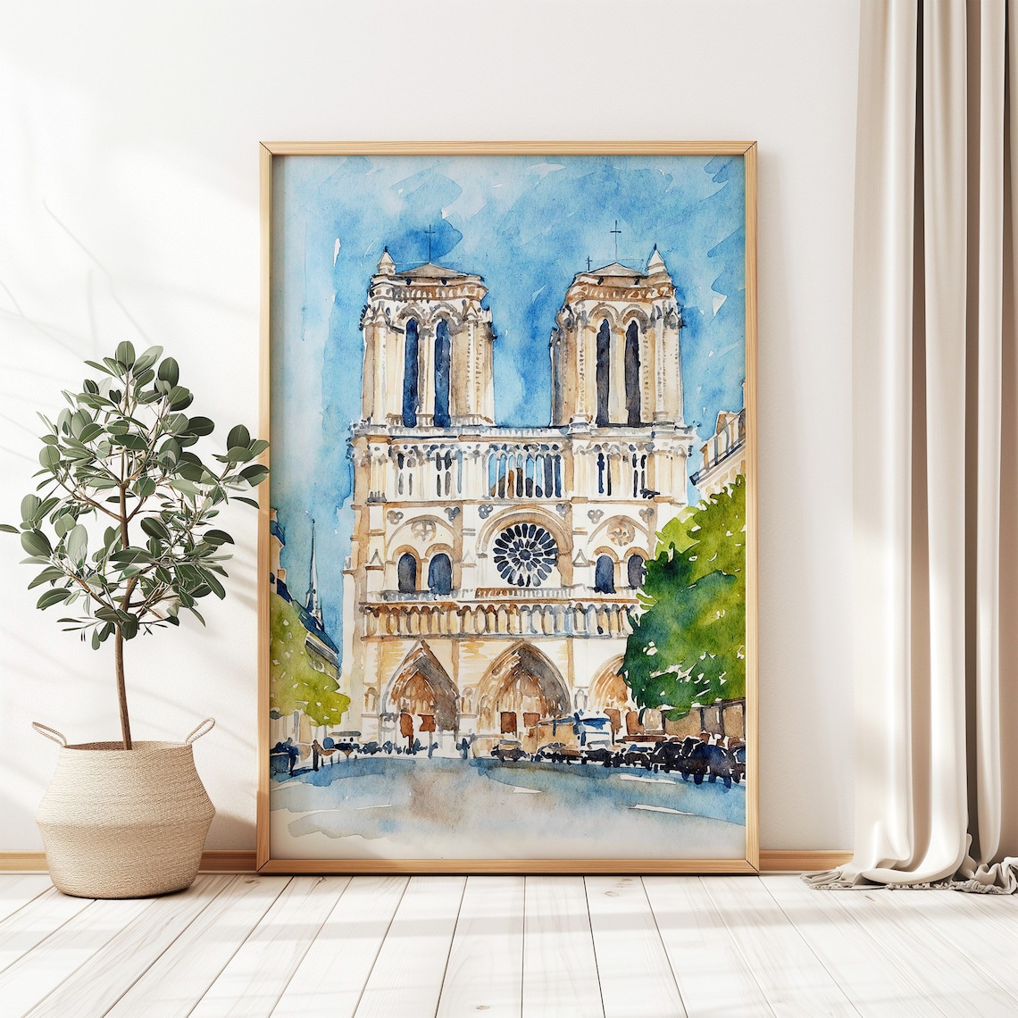 Paris Notre Dame Cathedral Watercolor Travel Poster - Image 5