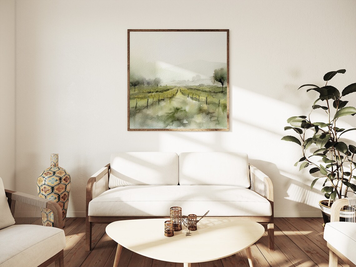 Vineyard Watercolor Art Print, Napa Valley Landscape - Image 5