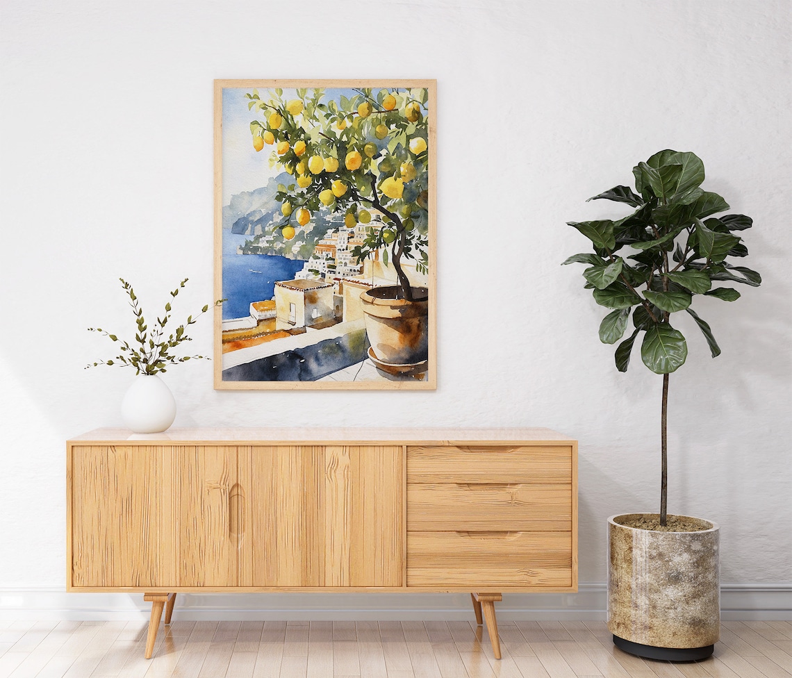 Lemon Tree Watercolor Art Print, Positano Amalfi Coast - Image 2
