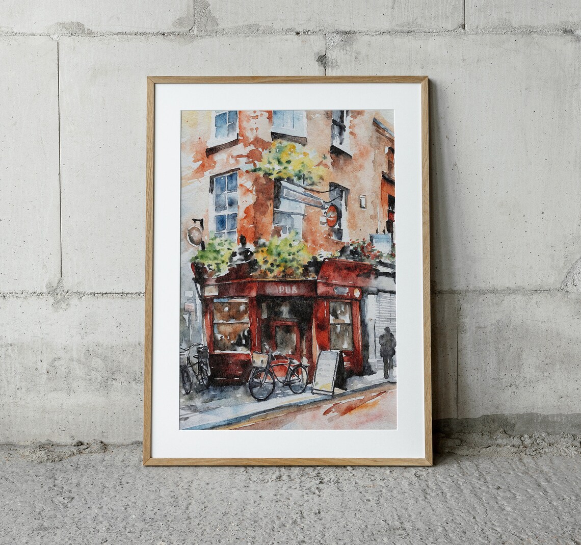 Dublin Irish Pub Watercolor Travel Poster, Cityscape - Image 4