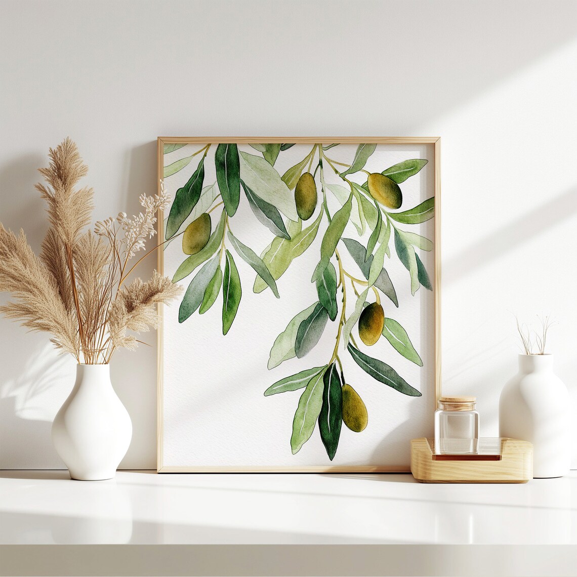 Olive Branch Watercolor Botanical Art Print, Kitchen Decor - Image 2