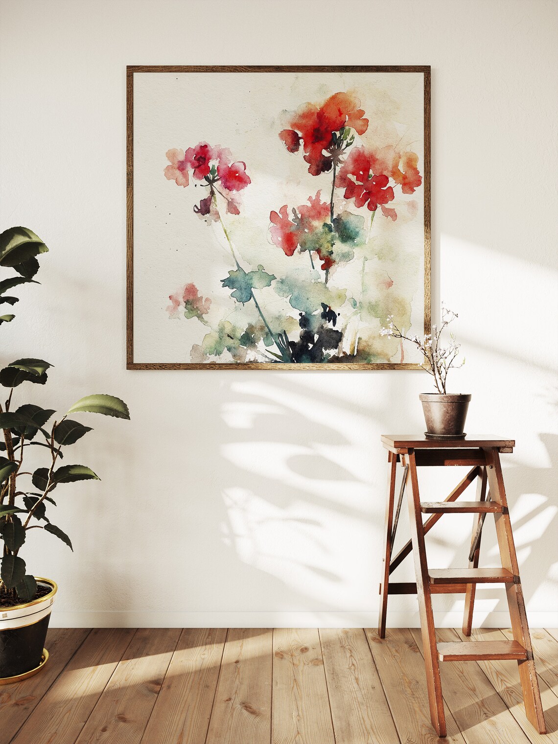 Geranium Watercolor Art Print, Farmhouse Floral Decor - Image 5