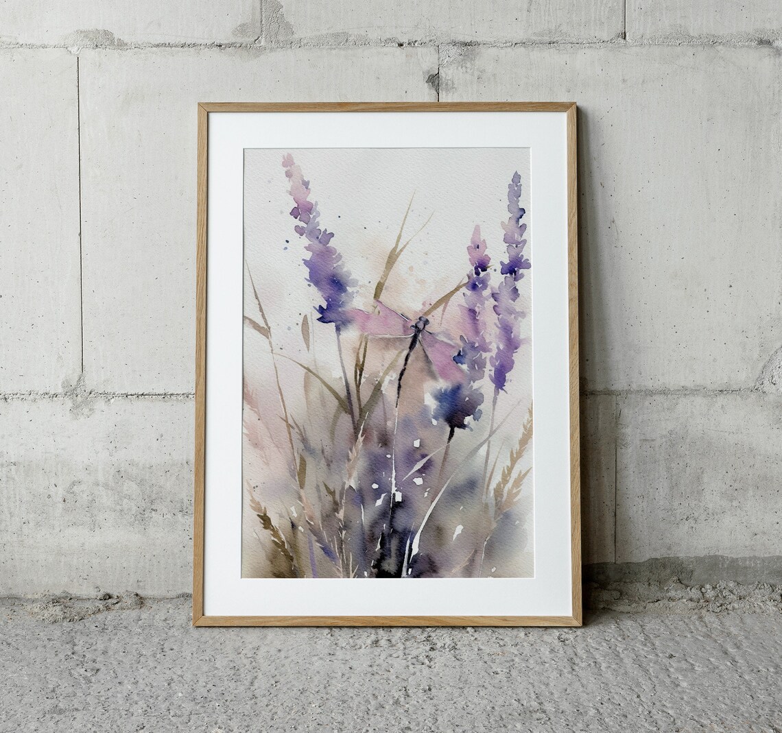 Dragonfly Watercolor Floral Art Print, Meadow Theme - Image 2