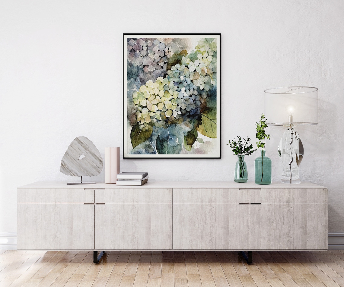 Hydrangea Watercolor Botanical Floral Art Print - Image 3