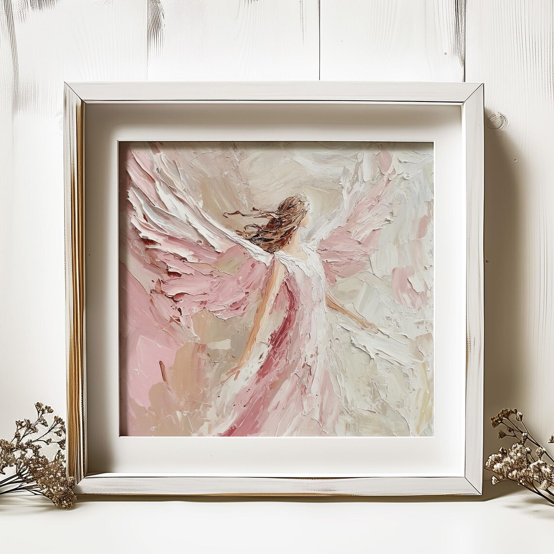 Guardian Angel Christmas Oil Painting Art Print - Image 4