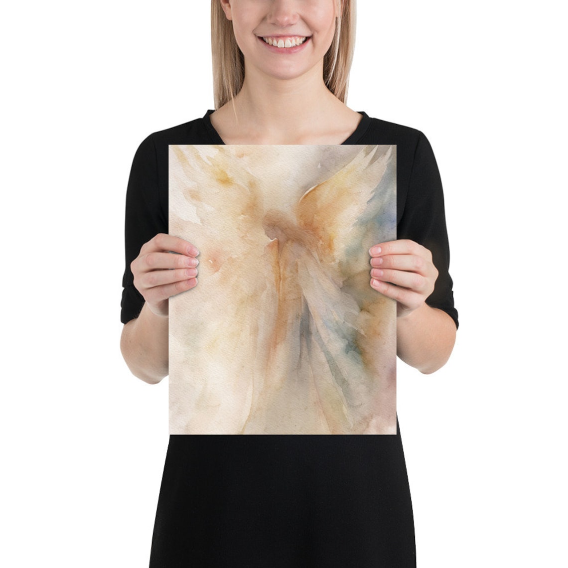 Guardian Angel Watercolor Art Print, Personalized - Image 2
