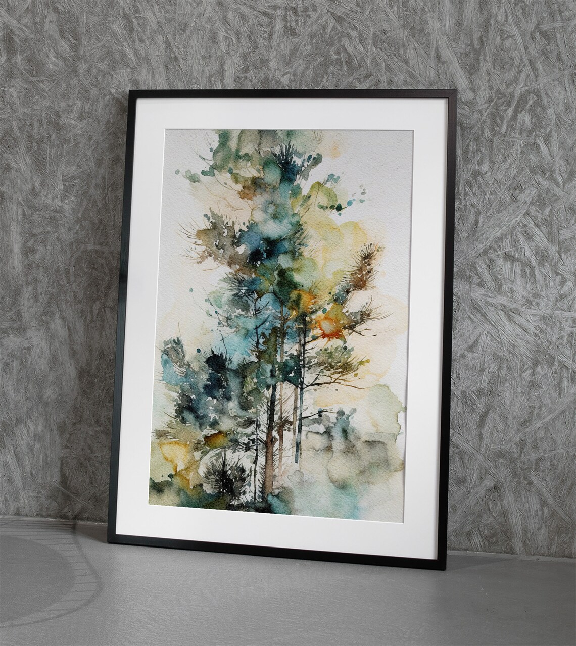Pine Tree Watercolor Forest Painting Art Print - Image 2