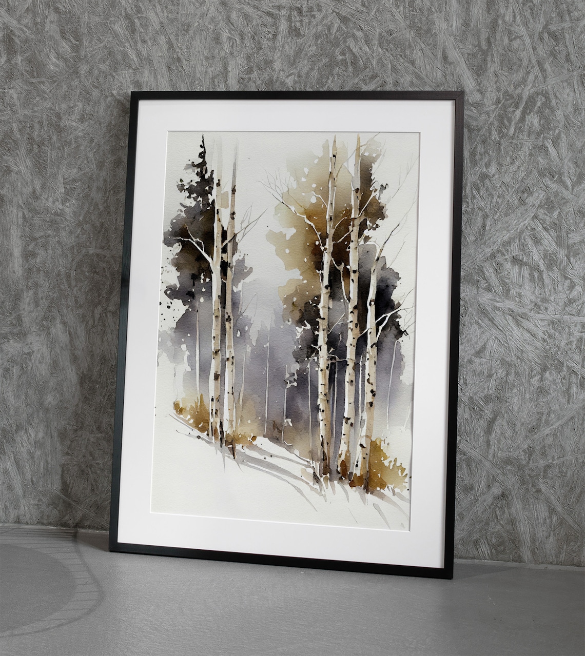 Birch Forest Watercolor Art Print, Winter Landscape - Image 4