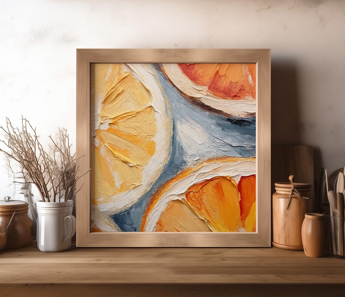 Orange Slices Oil Print, Kitchen Food Art Print - Image 2