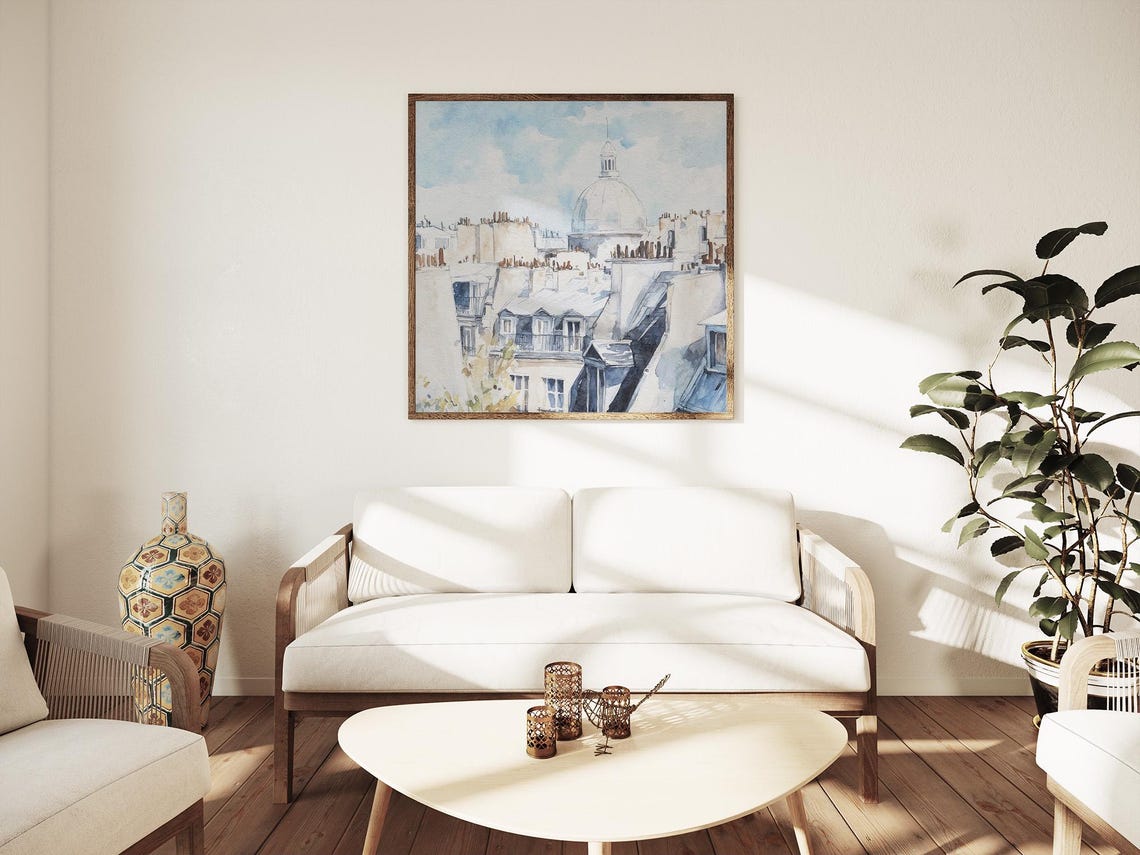 Paris Rooftops Sacre Coeur Dome Montmartre Watercolor Cityscape Poster - Image 5