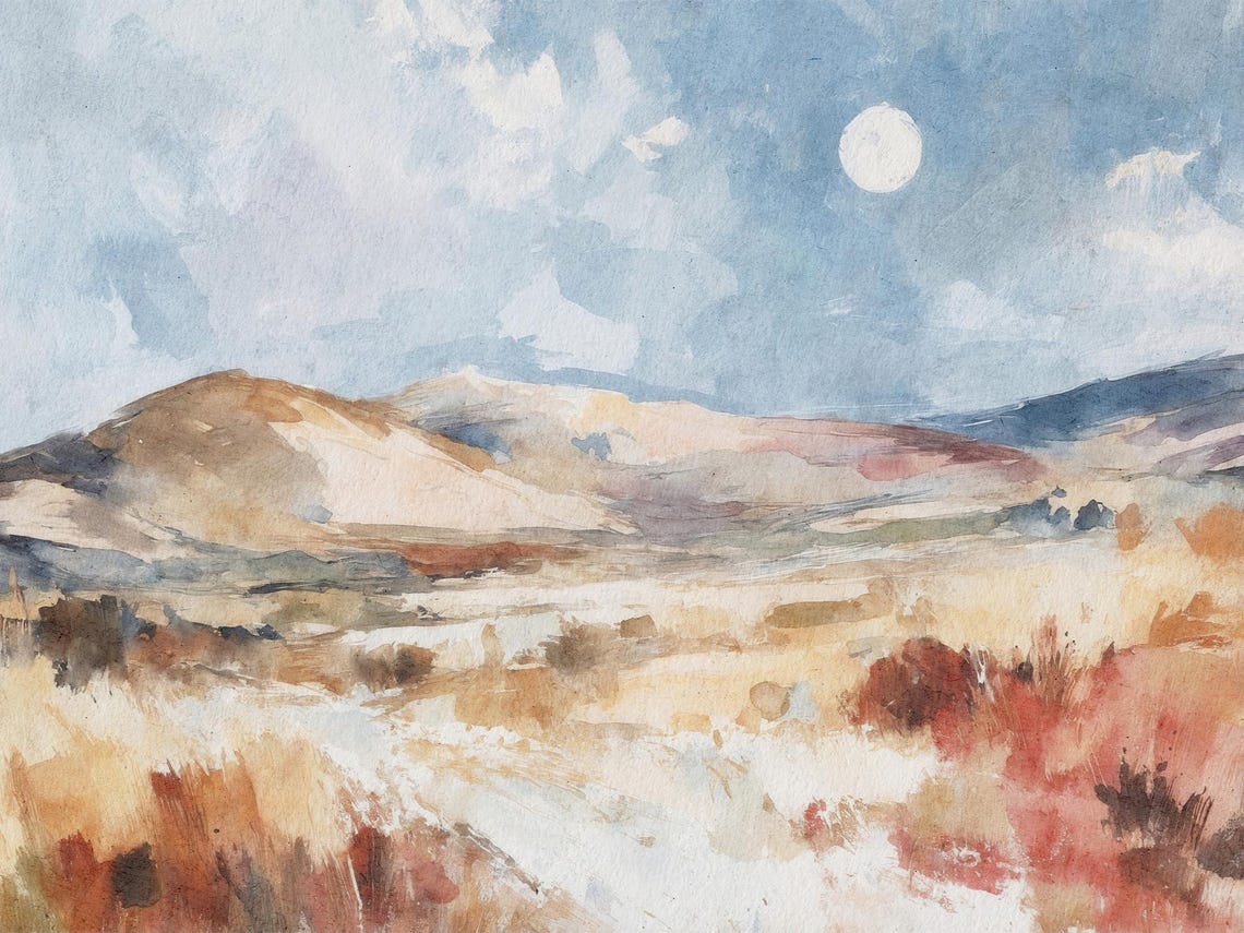 Desert Landscape Watercolor Print Moon Craters Of Idaho Painting Southwest Nature Wall Art National Park Poster Usa Travel Gift